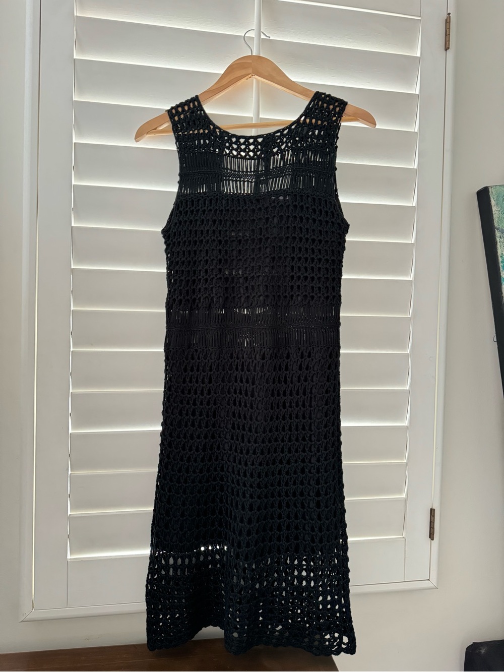Anthropologie Black Crochet Sleeveless Midi Dress